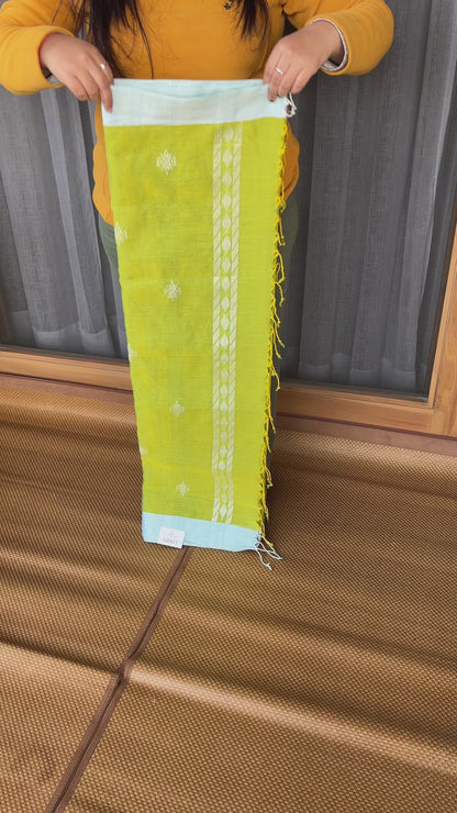 Mehendi Green Mercerised Cotton Saree