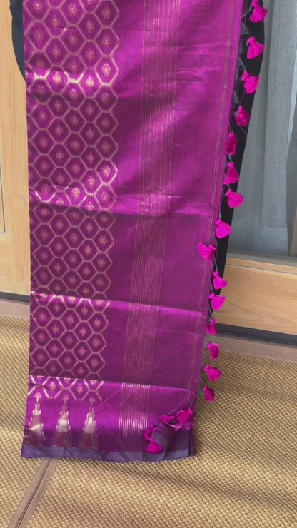 Violet Cotton Silk Saree