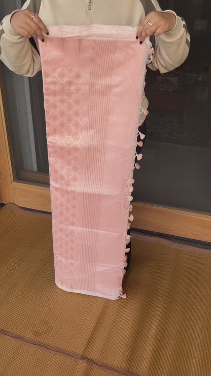 Peach Cotton Silk Saree