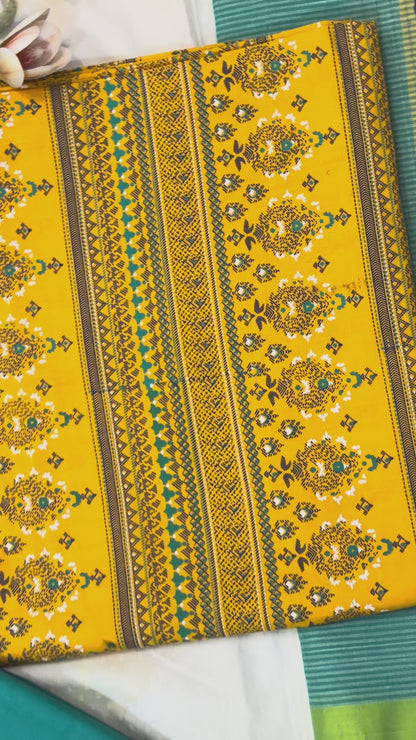 Saffron & Teal Block Print Cotton Suit Set