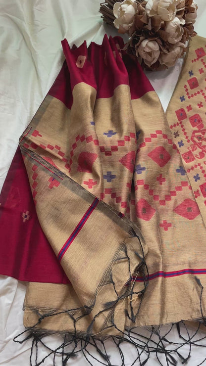 Beige Signature Cotton Silk Suit