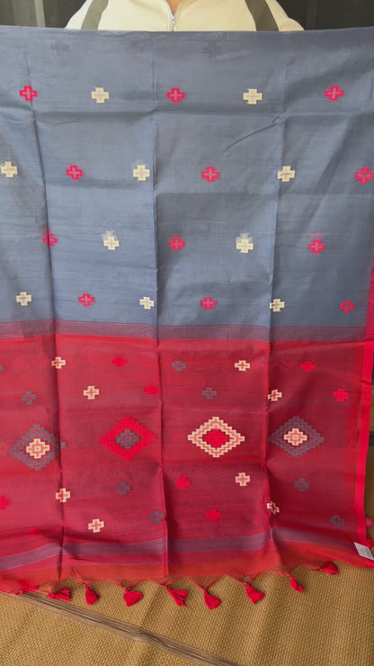 Grey Cotton Saree